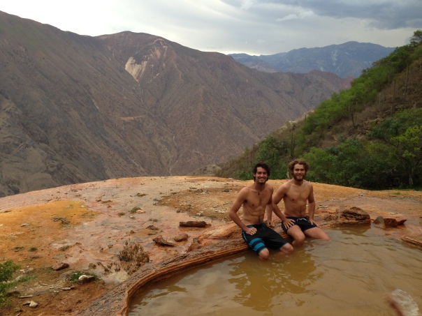The Robertson brothers enjoying the hot springs